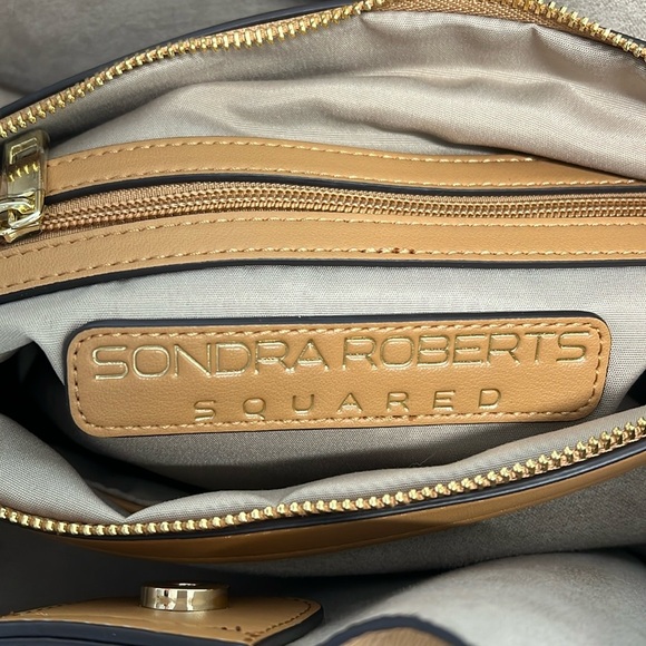 Sondra Roberts Squared | Stone Vegan Leather Tote Satchel Shoulder Bag - Picture 9 of 13